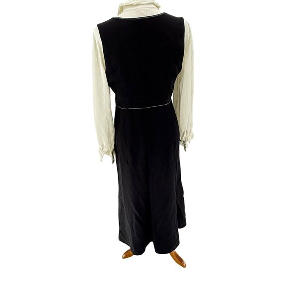 Cinq À Sept Black & White Long Sleeve Dress With Wrap Detail Size 8 - Picture 3 of 12